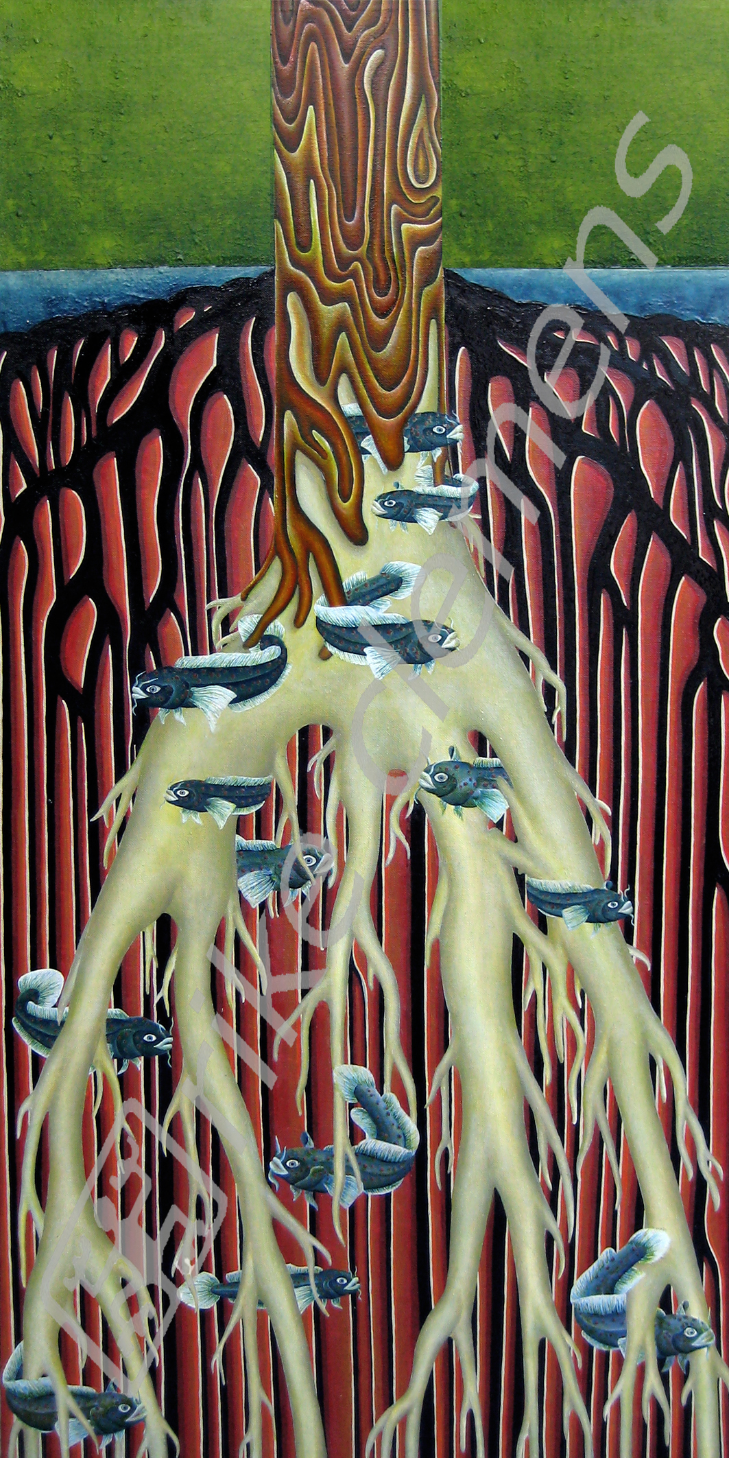 catfish, oil on canvas 2008 (50x100)